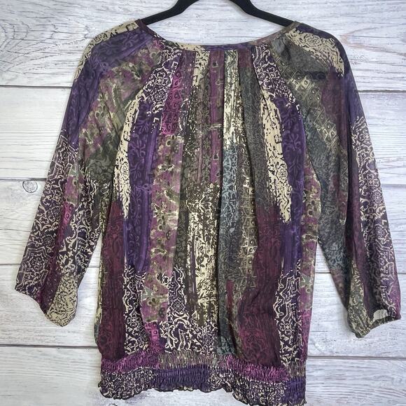 Christopher & Banks Blouse SZ Small‎ Women Purple Chiffon Overlay Tank Lining - Picture 3 of 15